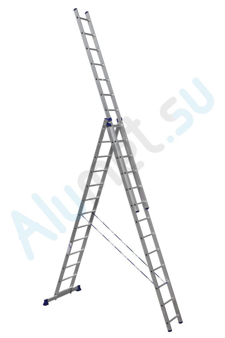 Лестница алюминиевая трехсекционная 3х13 5313 универсальная (Алюмет)_5313
