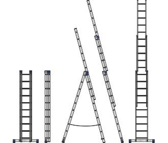 Лестницы алюминиевые трехсекционные