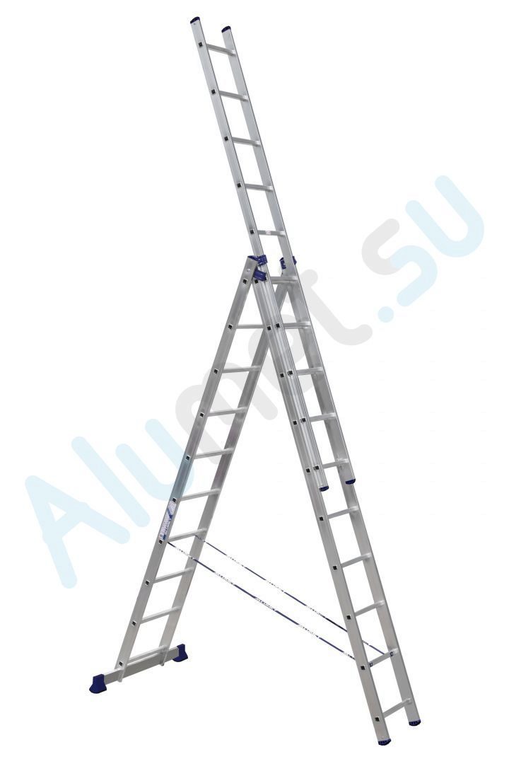 Лестница алюминиевая трехсекционная 3х10 5310 универсальная (Алюмет)_5310