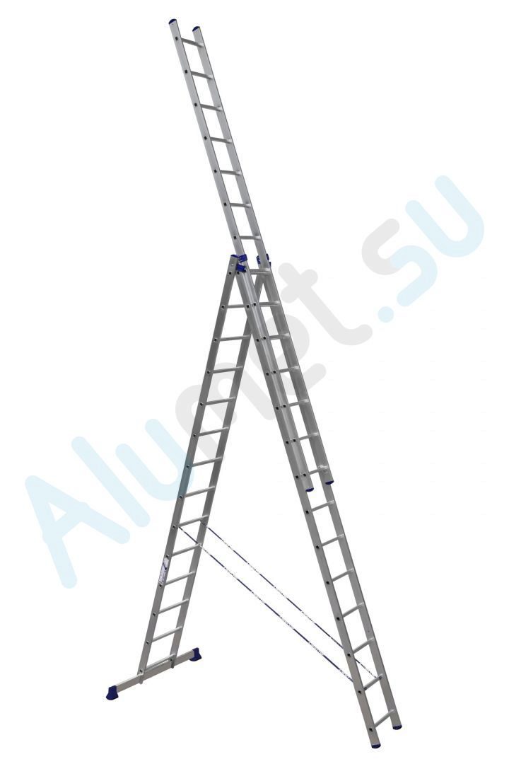 Лестница алюминиевая трехсекционная 3х14 5314 универсальная (Алюмет)_5314