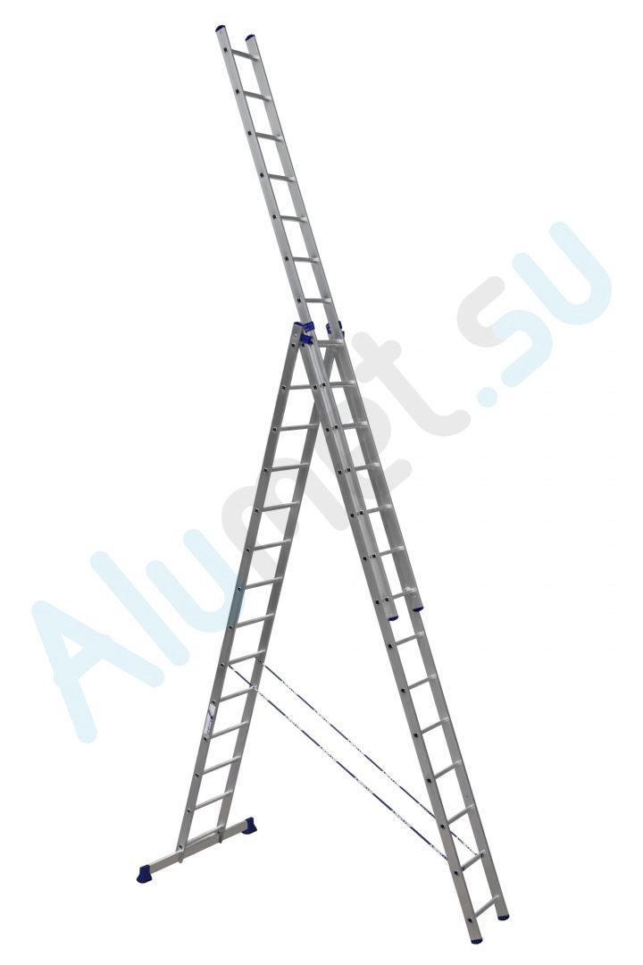 Лестница алюминиевая трехсекционная 3х14 6314 универсальная (Алюмет)_6314