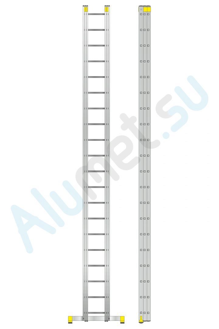 Лестница алюминиевая трехсекционная 3х20 9320 универсальная профессиональная (Алюмет)_9320