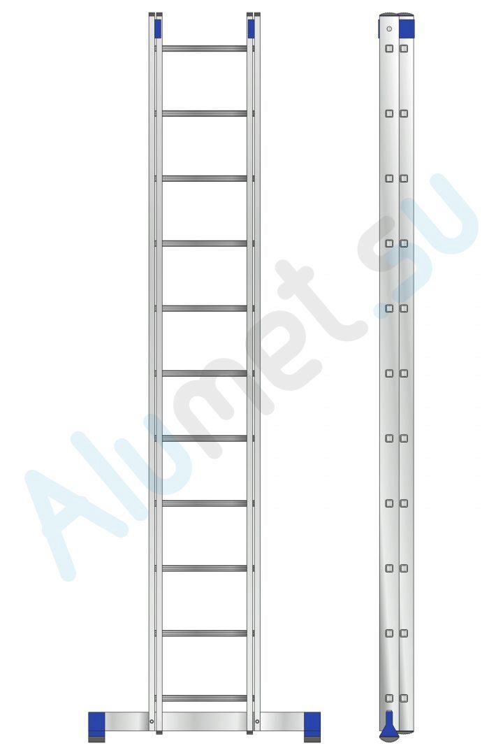 Лестница алюминиевая двухсекционная 2х11 5211 универсальная (Алюмет)_5211