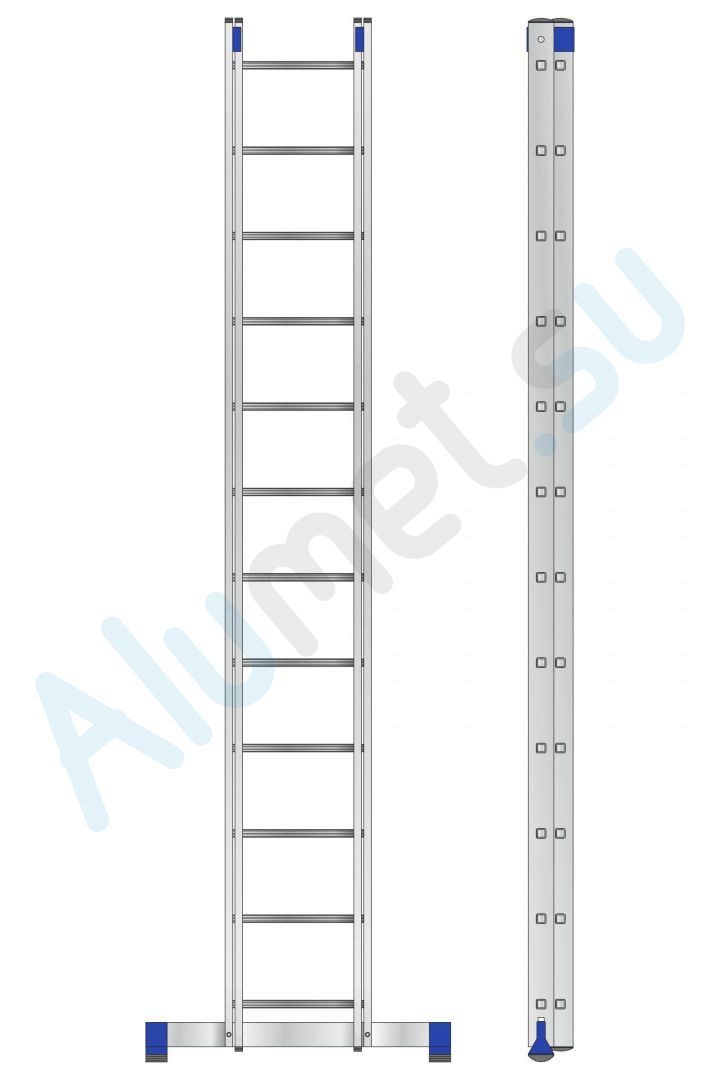 Лестница алюминиевая двухсекционная 2х12 5212 универсальная (Алюмет)_5212