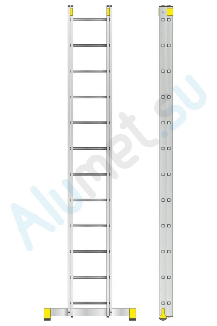 Лестница алюминиевая двухсекционная 2х12 9212 универсальная профессиональная (Алюмет)_9212