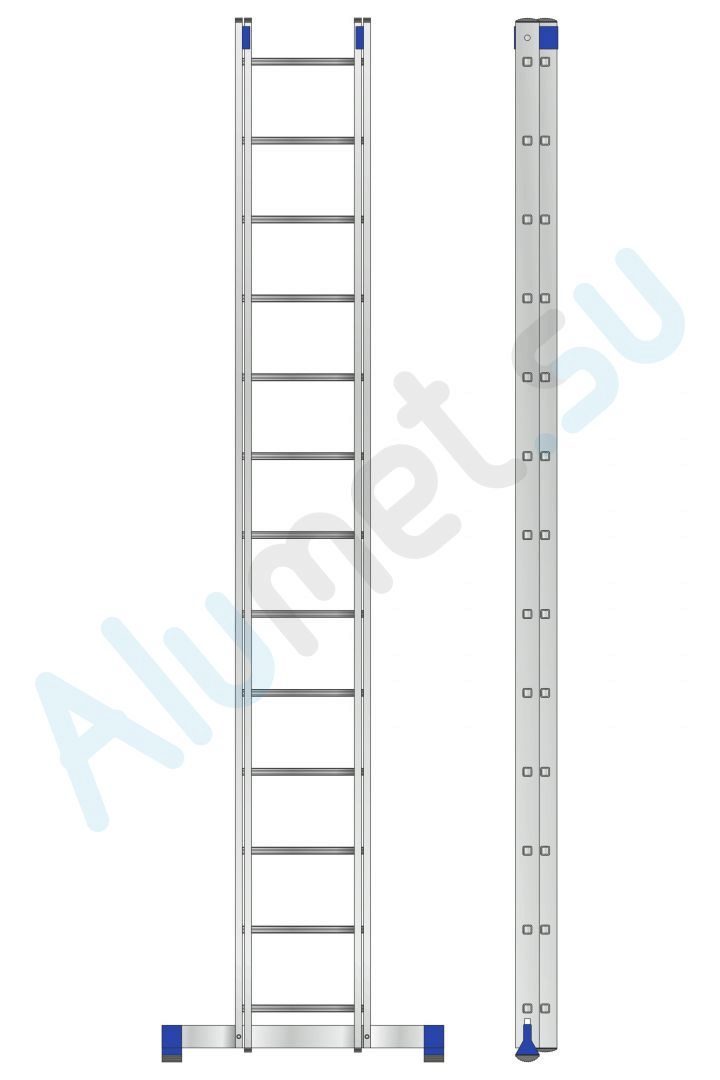 Лестница алюминиевая двухсекционная 2х13 5213 универсальная (Алюмет)_5213