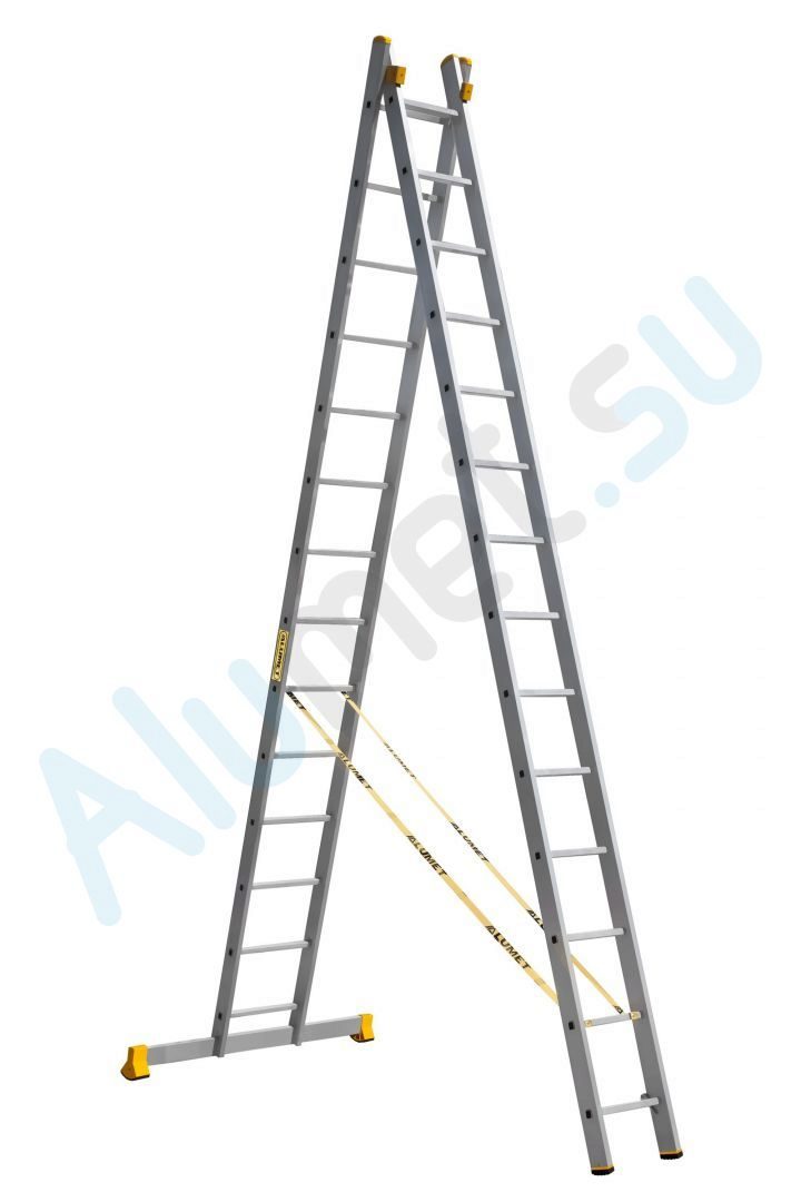 Лестница алюминиевая двухсекционная 2х14 9214 универсальная профессиональная (Алюмет)_9214