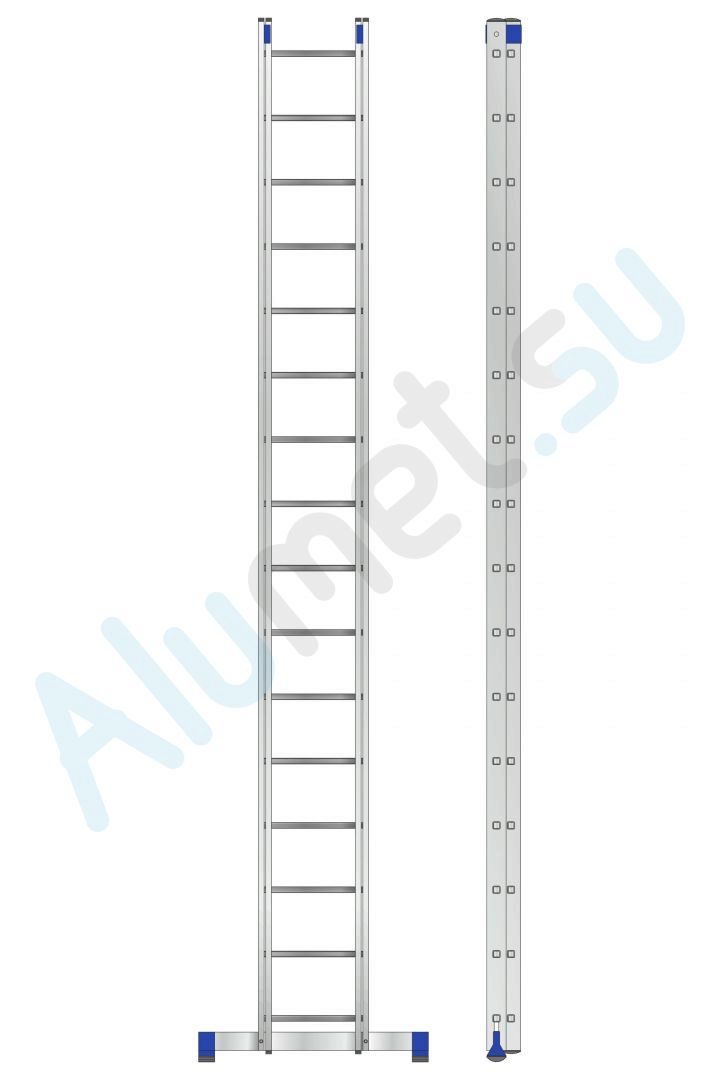 Лестница алюминиевая двухсекционная 2х16 6216 универсальная (Алюмет)_6216