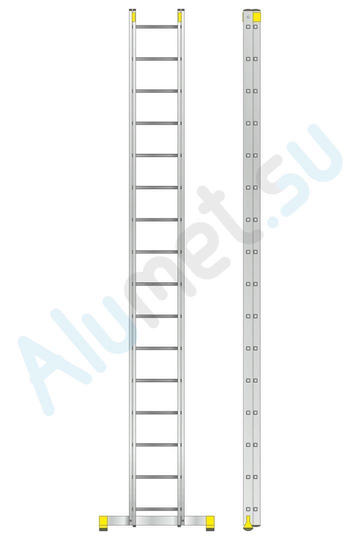 Лестница алюминиевая двухсекционная 2х16 9216 универсальная профессиональная (Алюмет)_9216