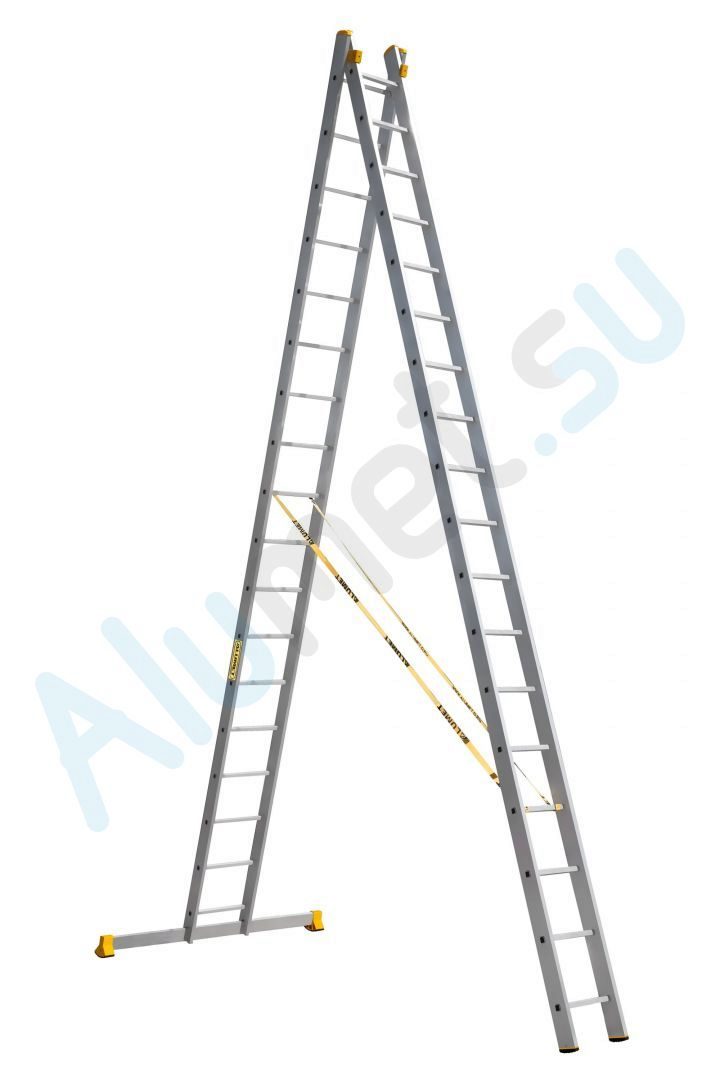 Лестница алюминиевая двухсекционная 2х18 9218 универсальная профессиональная (Алюмет)_9218