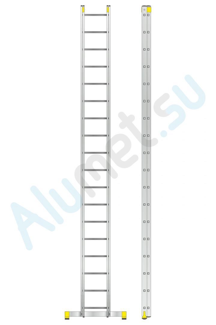 Лестница алюминиевая двухсекционная 2х18 9218 универсальная профессиональная (Алюмет)_9218