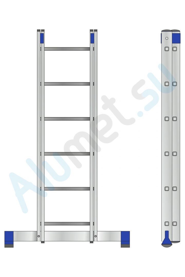 Лестница алюминиевая двухсекционная 2х6 5206 универсальная (Алюмет)_5206