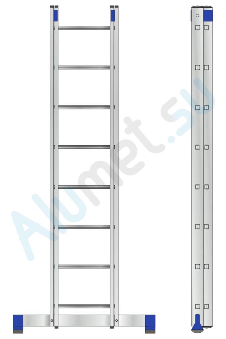 Лестница алюминиевая двухсекционная 2х8 5208 универсальная (Алюмет)_5208