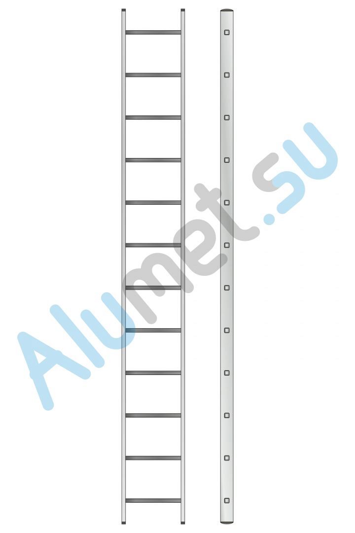 Лестница алюминиевая приставная 1х12 9112 односекционная профессиональная (Алюмет)_9112
