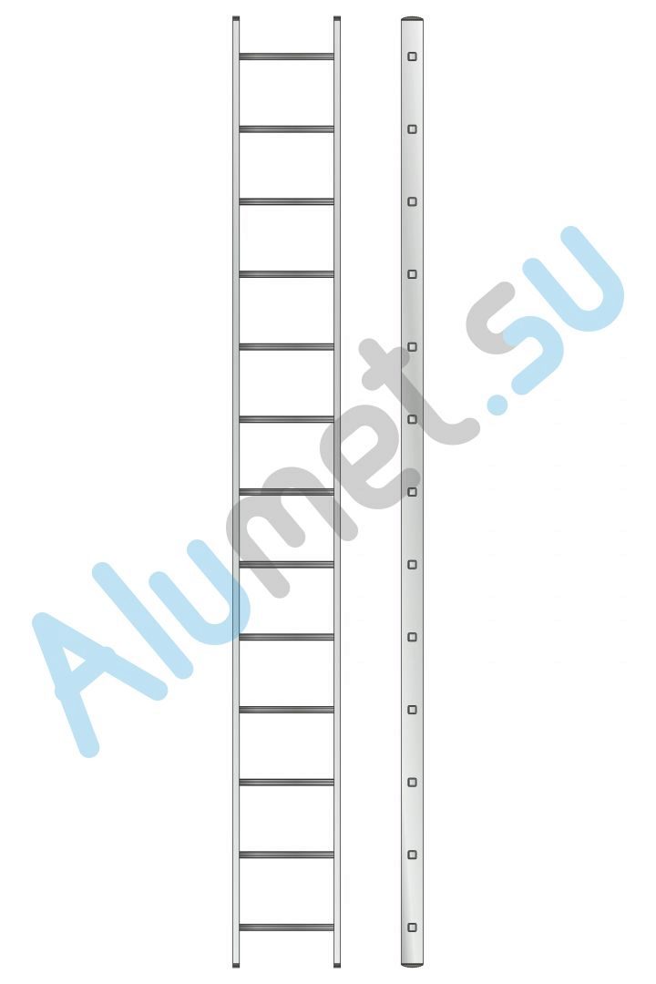 Лестница алюминиевая приставная 1х13 5113 односекционная (Алюмет)_5113