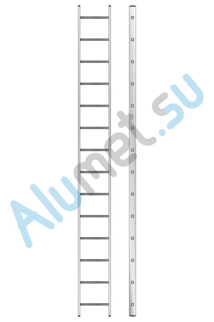 Лестница алюминиевая приставная 1х14 5114 односекционная (Алюмет)_5114