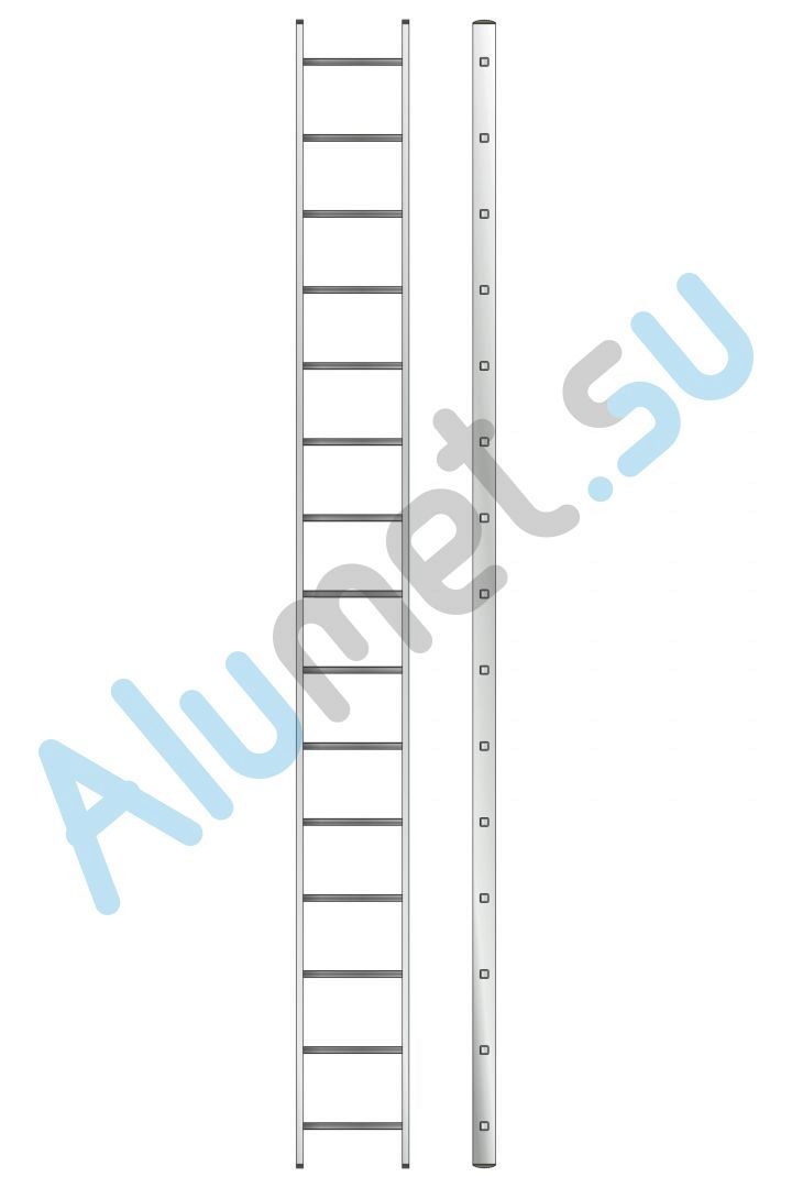 Лестница алюминиевая приставная 1х15 6115 односекционная (Алюмет)_6115