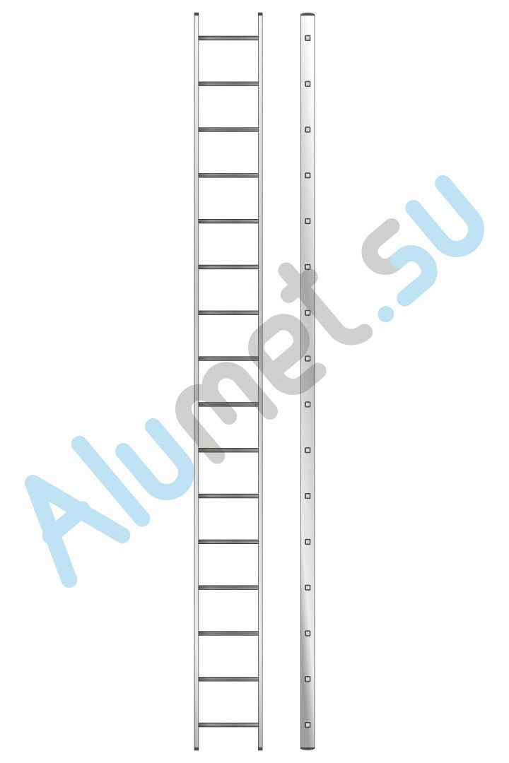 Лестница алюминиевая приставная 1х16 6116 односекционная (Алюмет)_6116