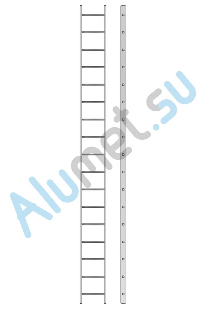 Лестница алюминиевая приставная 1х17 5117 односекционная (Алюмет)_5117