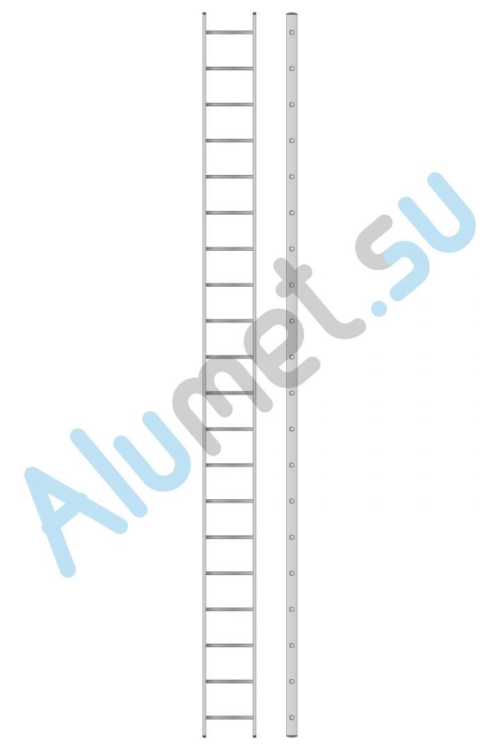 Лестница алюминиевая приставная 1х20 9120 односекционная профессиональная (Алюмет)_9120