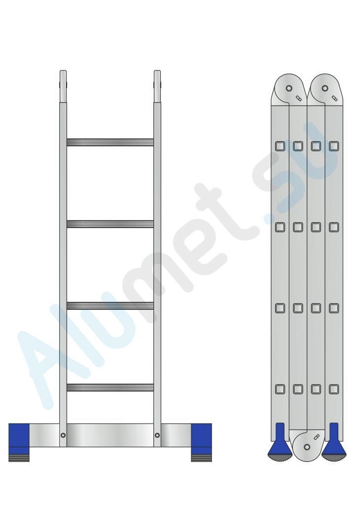 Лестница трансформер алюминиевая (шарнирная) 4х4 TL4044
