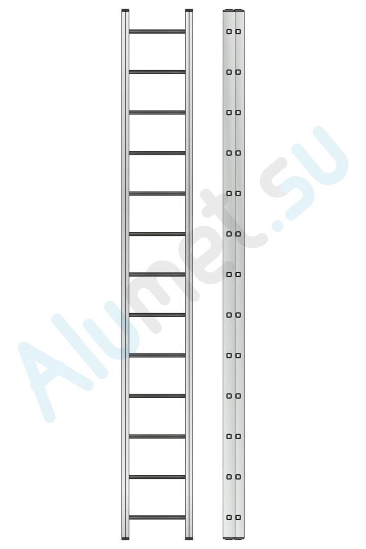Лестница алюминиевая двухсекционная 3213 с канатной тягой 2х13 (Алюмет)_3213