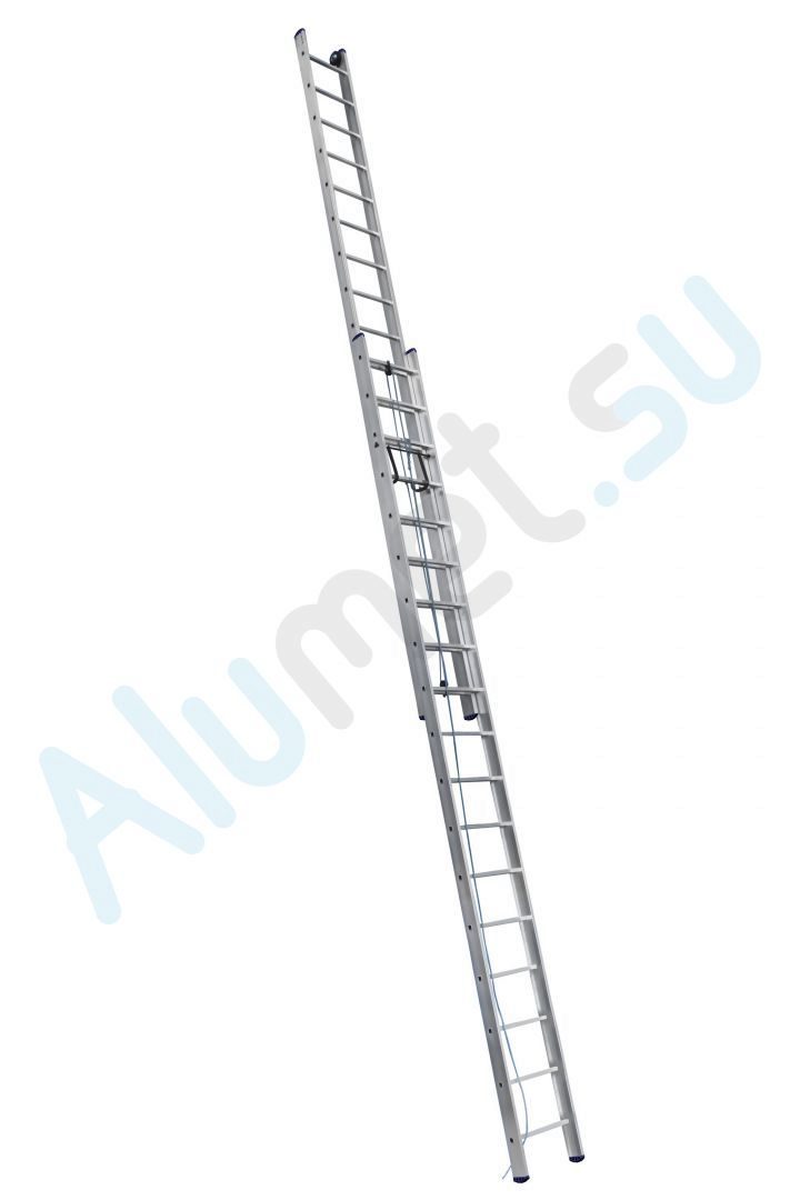 Лестница алюминиевая двухсекционная 3214 с канатной тягой 2х14 (Алюмет)_3214