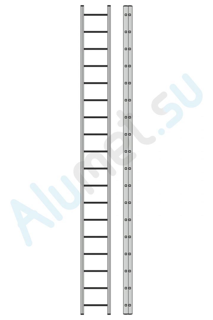 Лестница алюминиевая двухсекционная 3218 с канатной тягой 2х18 (Алюмет)_3218