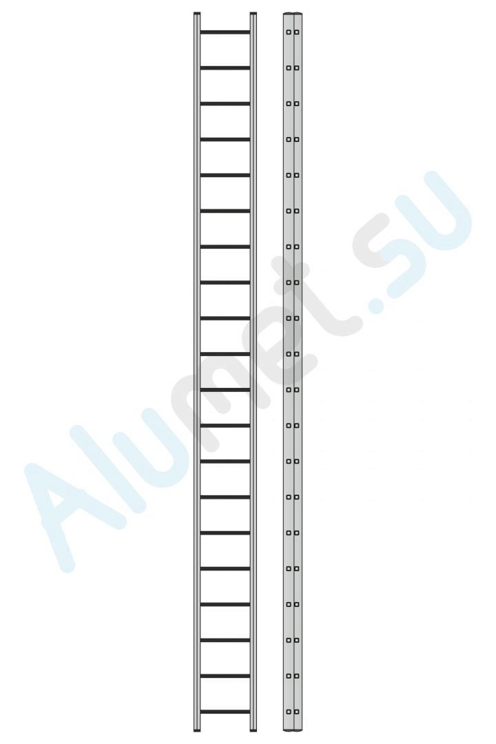 Лестница алюминиевая двухсекционная 3220 с канатной тягой 2х20 (Алюмет)_3220