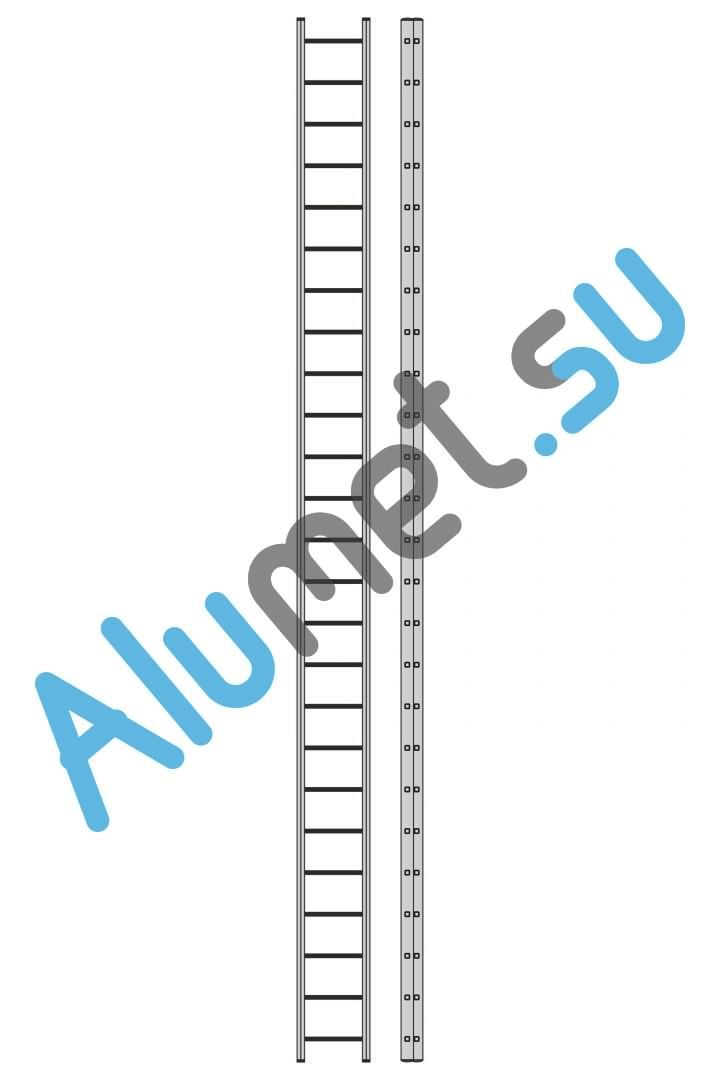 Лестница алюминиевая двухсекционная 3225 с канатной тягой 2х25 (Алюмет)_3225