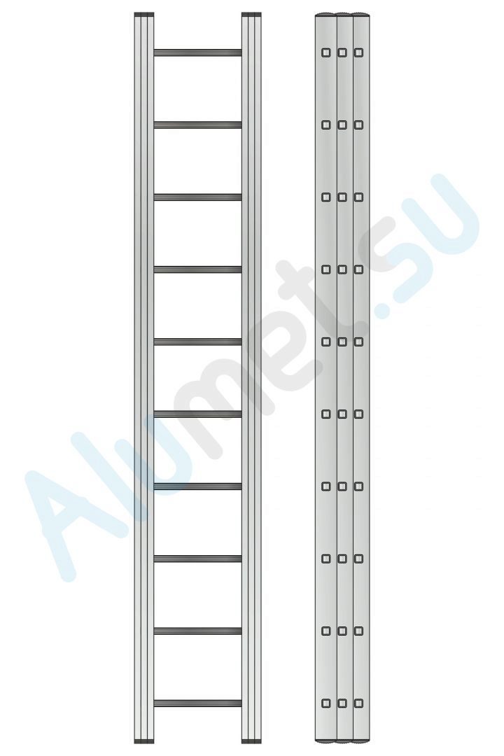 Лестница алюминиевая трехсекционная 3310 с канатной тягой 3х10 (Алюмет)_3310