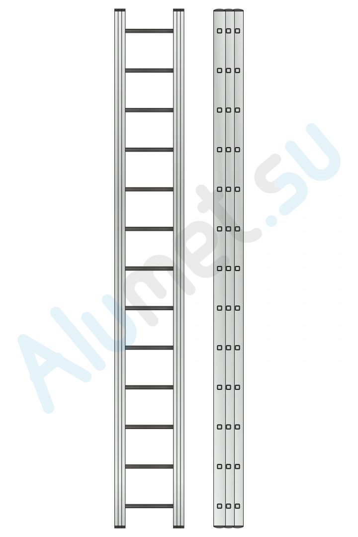 Лестница алюминиевая трехсекционная 3313 с канатной тягой 3х13 (Алюмет)_3313