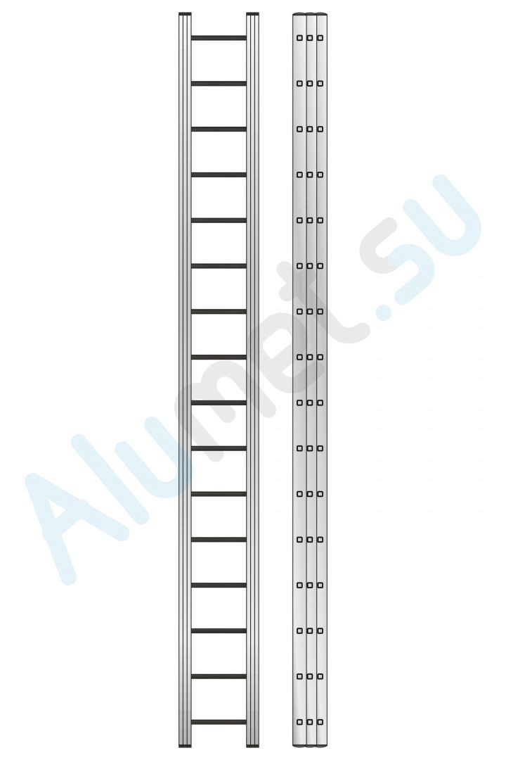 Лестница алюминиевая трехсекционная 3316 с канатной тягой 3х16