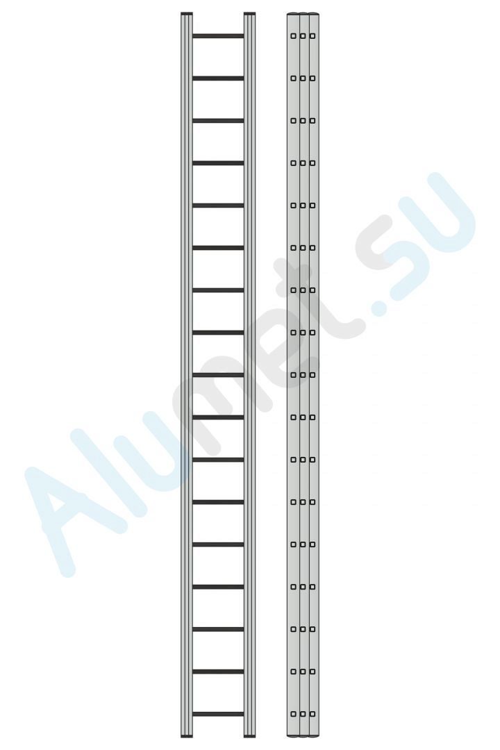 Лестница алюминиевая трехсекционная 3317 с канатной тягой 3х17 (Алюмет)_3317