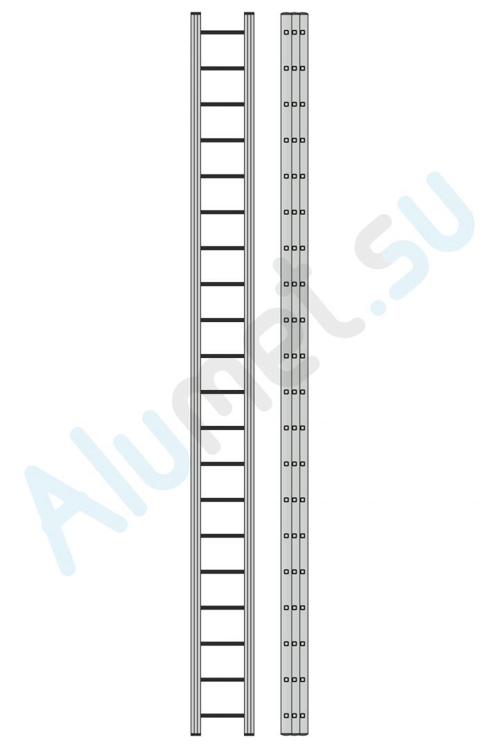 Лестница алюминиевая трехсекционная 3320 с канатной тягой 3х20 (Алюмет)_3320