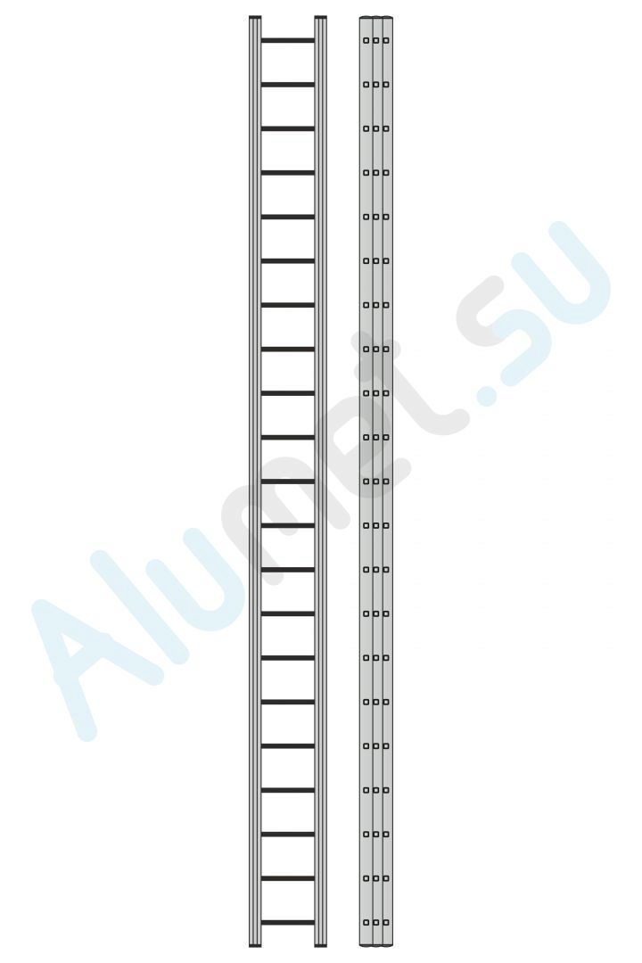 Лестница алюминиевая трехсекционная 3321 с канатной тягой 3х21