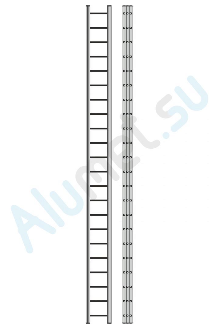 Лестница алюминиевая трехсекционная 3322 с канатной тягой 3х22 (Алюмет)_3322