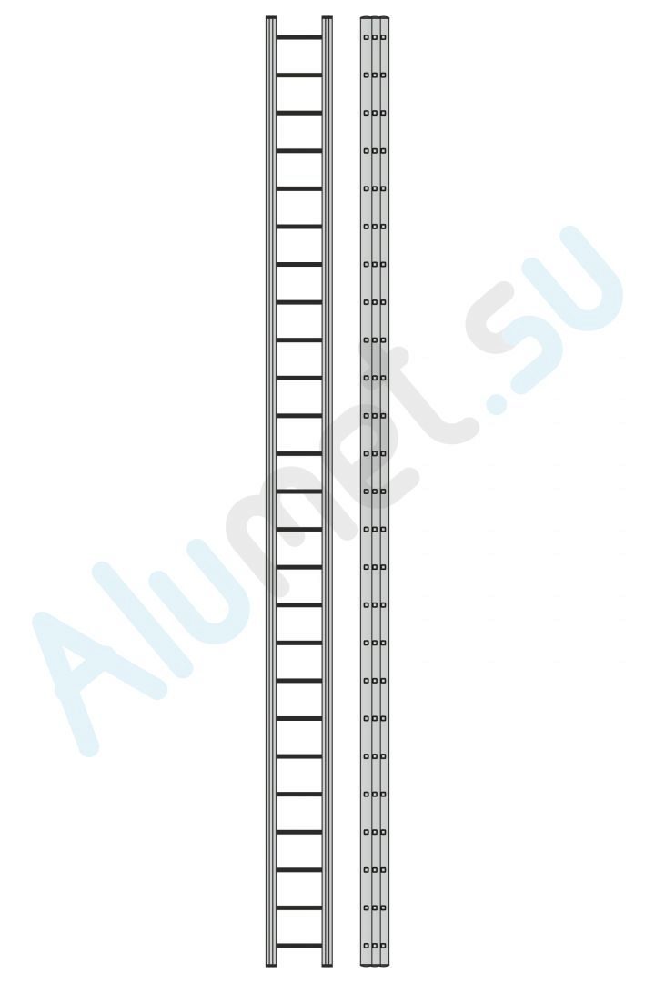 Лестница алюминиевая трехсекционная 3325 с канатной тягой 3х25 (Алюмет)_3325
